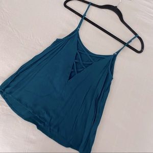 Turquoise Cross Back Cami Tank Top